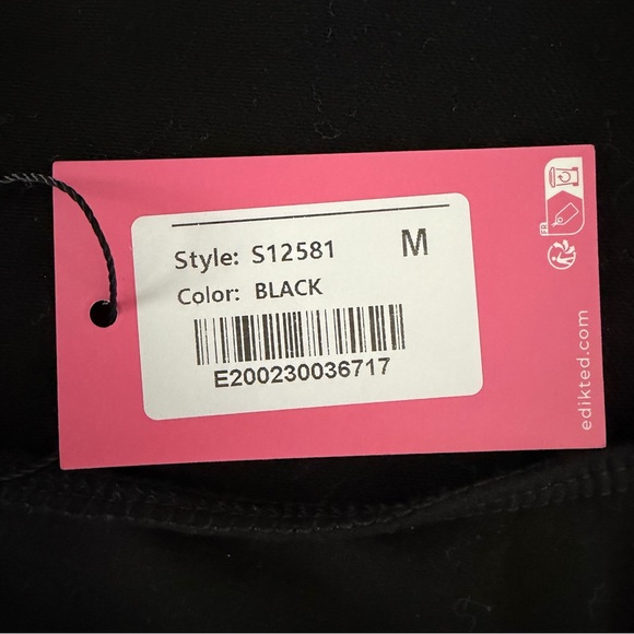 NWT Edikted Black Bambi Open-Back T-Shirt Top Crop Round Neck Cotton Casual M - Picture 5 of 9